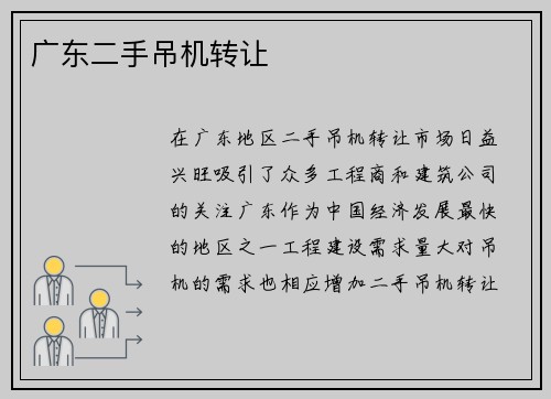 广东二手吊机转让
